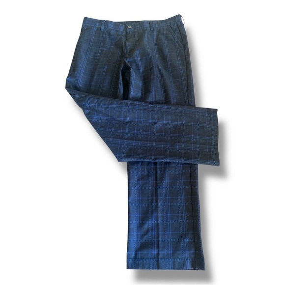 ADIDAS Blue Plaid Golf Pants Flat Front Straight Leg Climalite Mens Size 36 x 30 - Picture 12 of 16